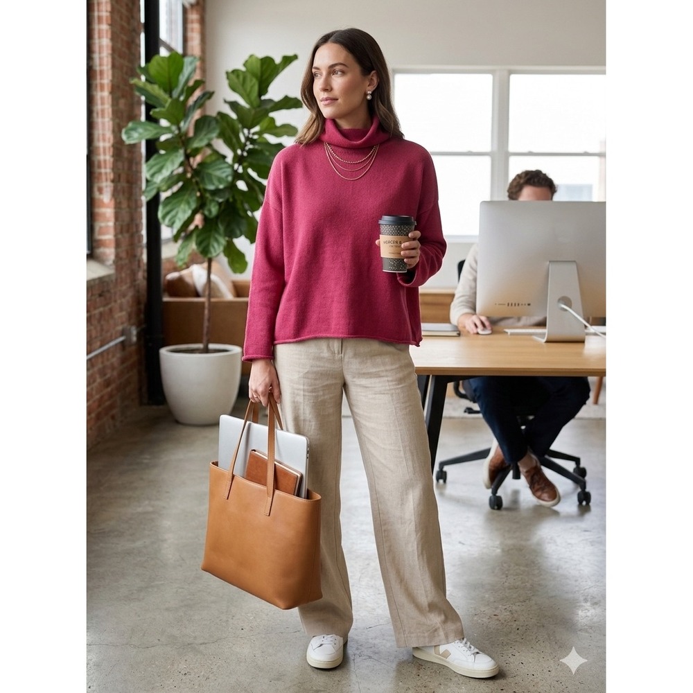 Eileen Fisher Azala F3DFL-W6075M Turtle Neck Box Top Size Med MSRP‎ $258 NWT
